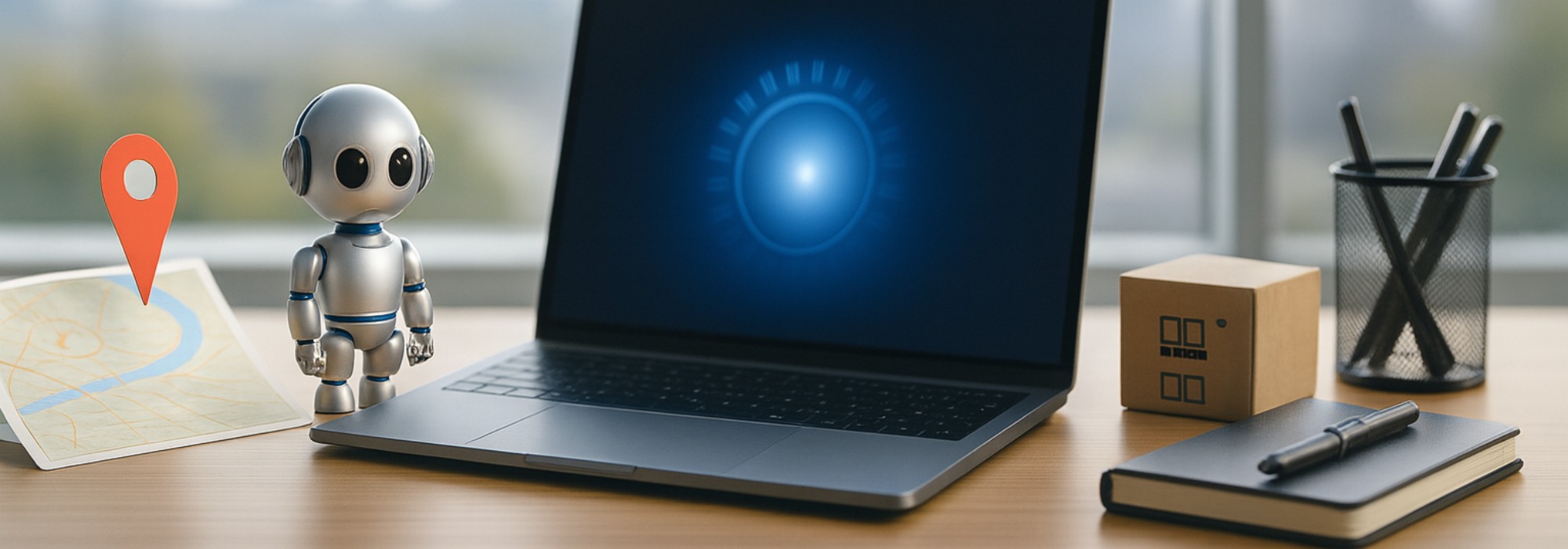 Office workspace illustration representing SEO and digital marketing guides for UK businesses