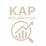 Transparent KAP SEO Services logo in beige, representing UK search optimisation, content strategy, and digital marketing expertise.