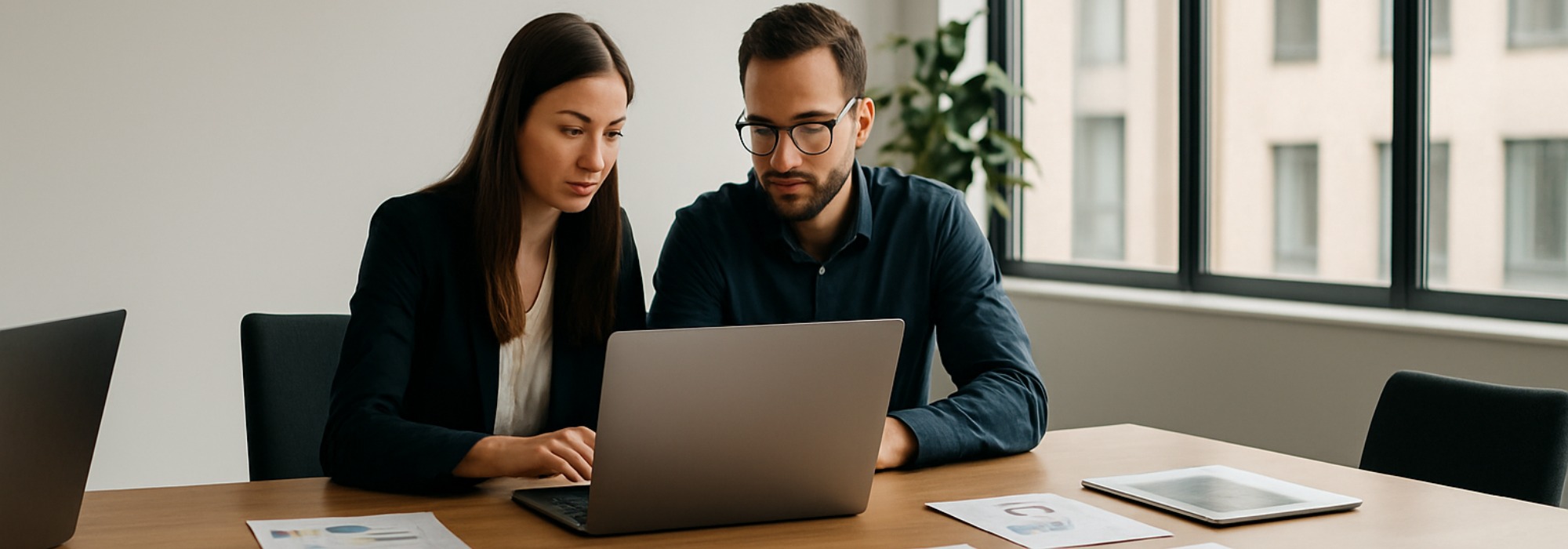 UK office meeting room with professionals reviewing SEO reports, laptops, and dashboards on a desk, symbolising digital case studies and proven results.